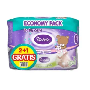 Vlažne maramice VIOLETA Baby sa bademovim mlijekom – 3*56/1
