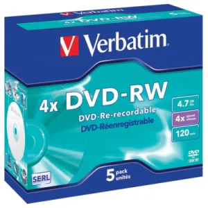 DVD-RW VERBATIM Matt Silver Jewel 4.7GB 1/1