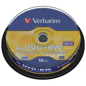 DVD+RW VERBATIM Matt Silver Spindle 4.7GB 10/1