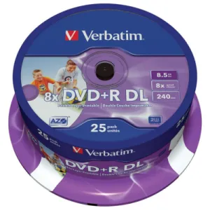 DVD+R VERBATIM Double Layer Printable Spindle 8.5GB 25/1
