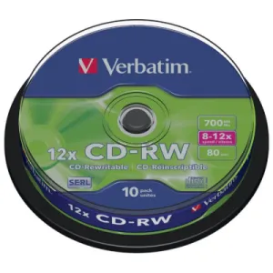 CD-RW VERBATIM Hi-Speed Spindle 700MB 10/1