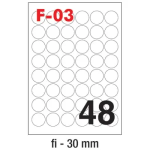 Etikete FI 30 (1 list - 48 etiketa) A4 - 100/1