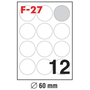 Etikete FI 60 (1 list - 12 etiketa) A4 - 100/1