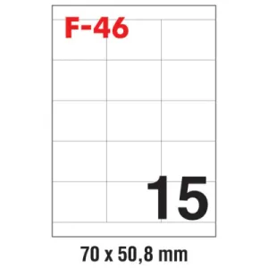 Etikete 70*50,8 (1 list - 15 etiketa) A4 - 100/1