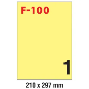 Etikete 210*297 (1 list - 1 etiketa) žuta A4 - 100/1