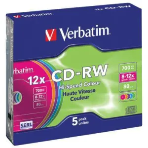 CD-RW VERBATIM Hi-Speed Colour Slim 700MB - 5/1