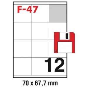 Etikete 70*64,7 (1 list - 12 etiketa) A4 - 100/1