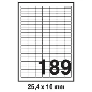 Etikete 25,4*10 (1 list - 189 etiketa) A4 - 100/1